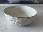 Vintage Lenox Ivory Beaded Design Bowl 5 1/2 Diameter 24K Gold Rim. Fixed Price $10.00.