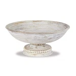 Mud Pie Beaded Wood Pedestal Bowl White 6 X 14 Dia. Fixed Price $90.00.
