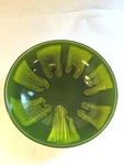Vtg Mcm Serving Bowl 11" Usa Pottery 613-A Avocado Green Drip Glazed Wood Grain. Fixed Price $24.99.