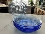 (4) Vintage Avon American Blue Glass Cereal Soup Bowls. Fixed Price $30.00.