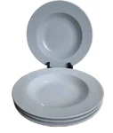 Simplicity White Rimmed Soup Bowl 8 1/2 Porcelain China Set Of 4. Fixed Price $25.00.