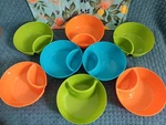 Set Of 8 Party Peacock/ & Dip Salsa Chips/ Plastic Snack Bowls. Fixed Price $7.99.