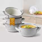 28 Ounce French Onion Soup Bowls, 4PCS Reactive Glaze Ceramic With Handles. Fixed Price $32.99.