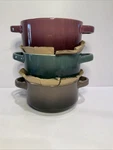 Mikasa Gourmet Basics Ombre Stoneware Soup Bowls W/ Handles Set Of 3 New!. Fixed Price $52.51.