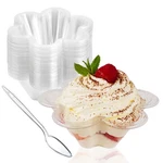 50CT 8OZ Clear Plastic Dessert Cups With Spoons, Disposable Flower Shaped Ice.... Fixed Price $17.75.