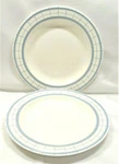 Martha Stewart Everyday MTW22 Dinner Plates X2 Blue Bands Stripes Brown Lines. Fixed Price $35.98.