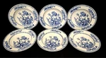 John Maddock & Sons Indian Tree Blue Royal Vitreous 8 3/4" Rim Soup Bowls Set 6. Fixed Price $67.50.