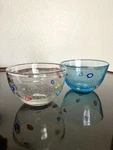 Two Artland Glass Turquoise Small Fruit Dessert Bowls Millefiore Bubbles. Fixed Price $25.99.