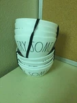 Set Of 8 Rae Dunn "try Some" Bowls, Melamine, New, White & Black. Fixed Price $54.99.