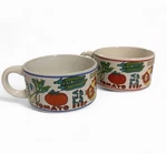 Vintage 70S Ceramic Soup Mug Bowls Set Of 2 Stackable Retro Kitchen Decor. Fixed Price $19.99.