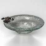 Mudpie Horsdoeuvre Serving Dish Bowl 6.5 Clear Glass Metal Fleur De Lis. Fixed Price $18.00.