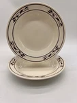 Vintage Oxford Brazil 6801-2 Rimmed 8.5" Soup Bowl, Brown Tulip Scroll Retro. Fixed Price $24.00.