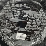 Mikasa Frosted Crystal Bowl 10 1/2 Winter Dreams Deer Log Cabin Nature Scene. Fixed Price $10.82.