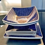 Manufaktura Night Sky Choose 9"OR 7" Square Plates, Bowls Polish Pottery. Fixed Price $89.95.