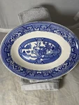 8" X 5.5" Oval Serving Bowl Blue Willow By Homer Laughlin Usa. Fixed Price $25.00.