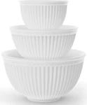 Omniware Simsbury Batter Set 3-PIECE Nesting Stoneware Kitchen White. Fixed Price $94.00.