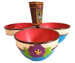 Tiki Luau Hawaiian Hard Plastic Amscan 3 Bowl Snack Summer Tropical Bright. Fixed Price $7.87.