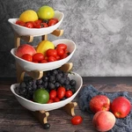 Fruit For Kitchen Counter - 3 Tier Ceramic Serving Bowls With Bamboo Stand,. Fixed Price $51.79.