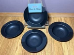 Nautica Arctic Nights Set Of Stoneware Rim Soup Bowls 8 1/4 Black Gray Euc. Fixed Price $18.00.