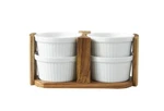 Better Homes & Gardens Acacia Wood Ramekin Caddy Set New Sealed Box. Fixed Price $13.99.