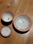 Japanbargain, 3 Japanese Bowls Meneke Neko Warai Happy Cat Pink Noodle Rice. Fixed Price $45.00.