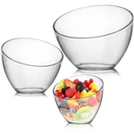 Lyellfe 3 Pack Angled Plastic Bowls, Clear Salad Serving Bowl, Sizes,. Fixed Price $35.73.