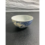 Vintage Blue White Porcelain Tea Bowl Hand Painted Floral Asian Ceramic. Fixed Price $29.99.