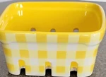 Pioneer Woman Yellow Gingham 4.75" Square X 2.25" Tall Stoneware Fruit Basket. Fixed Price $26.97.