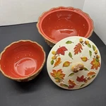 Temptations Harvest Accorn Nesting Soup Bowl Set With Lid By Tara. Fixed Price $64.95.