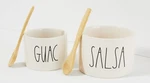 Rae Dunn Artisan Guac & Salsa Bowls + 2 Wooden Spoons Nib. Fixed Price $22.99.