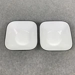 Set Of 2 Corelle Square Simple Lines Bowls 6 1/4" White W/ Black Rim. Fixed Price $16.95.