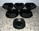 Mikasa Swirl Square Black Vegetable Bowls (3), Pasta (2), Dessert (1). Fixed Price $120.00.