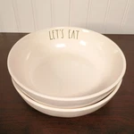 Rae Dunn Artisan Collection "let's Eat" Cream Ceramic 8" Pasta Bowl Set Of 2. Fixed Price $14.95.