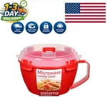 Versatile Round Microwave Bowl For Pasta & Soup - Dishwasher Safe Red Design. Fixed Price $15.99.