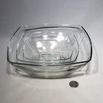 Set Of 3 Bormioli Rocco Eclissi Clear Glass Square Bowls Sizes Discontinued. Fixed Price $29.71.