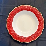 Vintage Fitz & Floyd Renaissance Holiday Rim Soup Bowl Red Gold Gothic Christmas. Fixed Price $17.99.