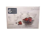 Fortessa Jupiter Clear Beaded Glass Bowl Set 6 Pieces Dishwasher Safe 13.5 Oz. Fixed Price $24.99.