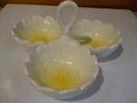 Nib Harry & David White Flower 3 Part Bowl Condiment Serving Dish Divided Server. Fixed Price $9.99.