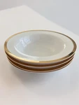 Set Of 4 Pier Imports "gold Band" 16OZ Rimmed Soup/pasta 8.75" Bowls Pre Owned. Fixed Price $28.00.