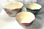 Pioneer Woman 3PC Floral Mixing Bowls Scalloped Edge Stoneware 2012DIB. Fixed Price $34.98.