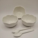 Martha Stewart Melamine Ice Cream Flower Shape Bowls Set Of 3 With 2SPOONS White. Fixed Price $18.99.