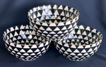 Set Of 3 Thyme & Table Dinnerware Black White Medallion Stoneware Round Bowls. Fixed Price $18.00.