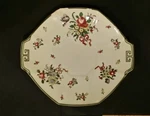 Royal Doulton Old Leeds Sprays D3548 Handled Cake/sandwich Plate Rim Chip 10"X9". Fixed Price $14.99.