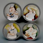 Set Lot 4 Mud Pie Happy Chef Baker Mini Appetizer Plates Exc Condition 5. Fixed Price $16.99.