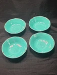 Pier 1 Set Of 4 Turquoise Carmelo Crackle Line Melamine Cereal Salad Bowls. Fixed Price $19.50.