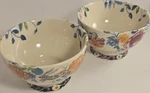 Anthropologie Dodi Pedestal Bowls 2-PIECE Set 1 Floral Bunny, Peacock. Fixed Price $38.50.