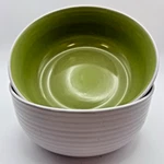 Cereal Serving Soup Bowls Tabletops Gallery Color Block Green White 6.5" Set 2. Fixed Price $34.97.