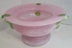 Vintage Antichiangeli Murano Scavo Art Glass Centerpiece Bowl Pink & Green. Fixed Price $95.78.