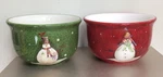 New Sakura Snowmates Soup Bowls 1 Red Green Debbie Taylor-kerman Snowman. Fixed Price $34.99.