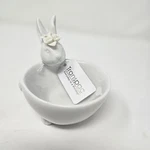 Transpac Bunny Ceramic Bowl White Rabbit Dish W/ Flower Easter Decor New. Fixed Price $19.99.
